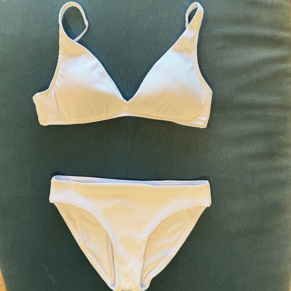 ROXY Love Bikini Set:  Bright White Size SM/Medium